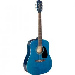 Акустическая гитара, дека липа, корпус липа, гриф нато, накладка черный клен, колки никелерованные, цвет синий STAGG SA20D BLU
