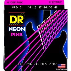 Струны для электрогитары, калибр 10-46 DR STRINGS NPE-10 Neon Pink Electric Medium 10-46