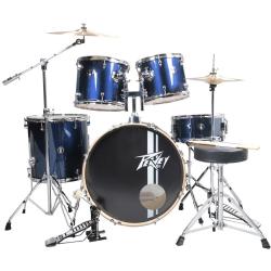 Барабанная установка (бас-барабан, три тома, малый барабан, каркас, педаль, стойка для тарелок, палочки) PEAVEY PV 5PC Drum Set Blue