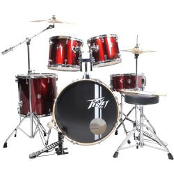 Барабанная установка (бас-барабан, три тома, малый барабан, каркас, педаль, стойка для тарелок, палочки) PEAVEY PV 5PC Drum Set Wine Red