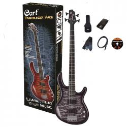 Ученический комплект: бас-гитара Action DLX FGB, 4 струны, цвет faded grey burst CORT CBP-DLX Faded Grey Burst