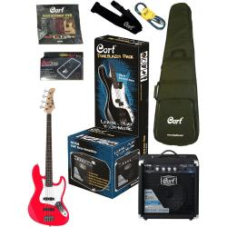Комплект бас-гитариста: бас-гитара GB-RD, 4 струны, цвет красный CORT CBP-PJ Red