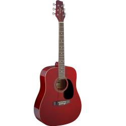 Акустическая гитара, верх липа, корпус- липа, гриф нато, накладка грифа: черный клен, колки никелерованные. Цвет: красный. STAGG SA20D RED
