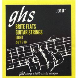 Струны для электрогитары  сплав 52, полукруглая обмотка; (10-13-17-26-36-46); Brite Flats GHS 710