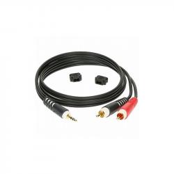 Инсертный кабель с пластиковыми разъёмами 2RCA x stereo mini jack, контакты позолочены, цвет чёрный, 2 м KLOTZ AY7-0200