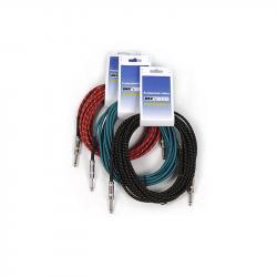 Инструментальный кабель, 6,3 джек моно  6,3 джек моно, тряп. изол, дл. 6 м (синий) INVOTONE ACI1106/B