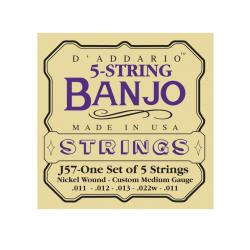 Струны для банджо, 5 String and Tenor Banjo/Custom Medium/Nickel D'ADDARIO J57