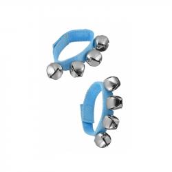 Набор браслетов с 4 бубенцами на руку или лодыжку, 2 шт в комплекте, текстиль, металл, цвет - голубой DEKKO N4B LBL
