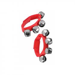 Набор браслетов с 4 бубенцами на руку или лодыжку, 2 шт в комплекте, текстиль, металл, цвет - красный DEKKO N4B RD