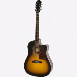 Электроакустическая гитара, цвет саберст, в комплекте жесткий кейс EPIPHONE J-15 EC Deluxe Vintage Sunburst