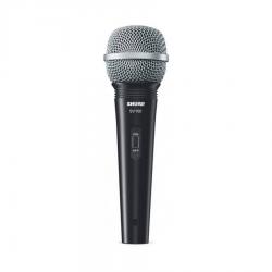 Микрофон динамический вокально-речевой с выключателем и кабелем (XLR-6.3 мм JACK), черный, серебристая сетка SHURE SV100-A