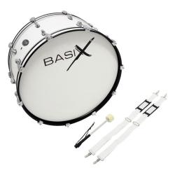 Бас-барабан маршевый с ремнем и колотушкой, белый BASIX Marching Bass Drum 26х12