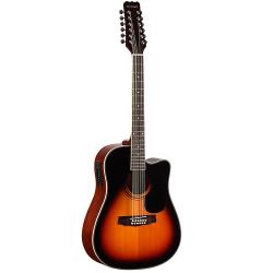 Акустическая гитара, вестерн 12-ти струнная с вырезом, верхняя дека - ель, корпус - красное дерево, гриф - нато, накладка - палисандр, эквалайзер MARTINEZ FAW-802-12 CEQ-TRS