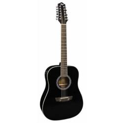 12-ти струнная электроакустическая гитара, цвет черный FLIGHT D-200/12 EQ BK