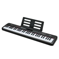 Синтезатор, USB+Bluetooth+MIDI, клавиатура - 61 кл., размер клавиш - полный (фортепианного типа), звуковой процессор, полифония - 64 голоса, количество тембров - 900, количество ритмов - 700, эффекты - эквалайзер Volume sync EQ, банк композиций - 110, цвет - чёрный EMILY PIANO EK-7 BK