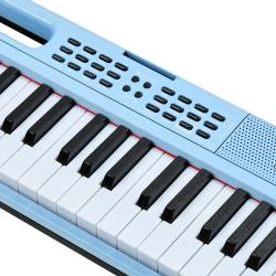 Синтезатор, USB+Bluetooth+MIDI, USB+Bluetooth+MIDI, клавиатура - 61 кл., размер клавиш - полный (фортепианного типа), звуковой процессор, полифония - 64 голоса, количество тембров - 900, количество ритмов - 700, эффекты - эквалайзер Volume sync EQ, банк композиций - 110, цвет, - синий EMILY PIANO EK-7 BL