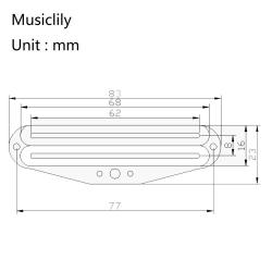 Звукосниматель магнитный, хамбакер, рельсовый, белый MUSICLILY MX0449BK