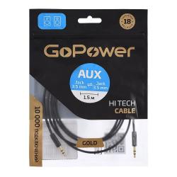 Кабель AUX 3.5мм (m)- 3.5мм (m), 1.0м, TPE черный, в пакете GOPOWER 00-00027478