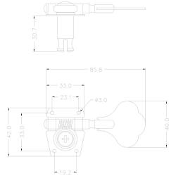 Колки для 4-струнной бас-гитары, 2+2 MUSICLILY MX0166BK-2MX0167BK-2