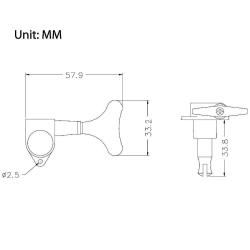 Колки для 4-струнной бас-гитары, 2+2, черные MUSICLILY M178-2M179-2