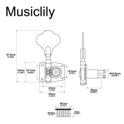 Колки для 4-струнной бас-гитары, 4 левых MUSICLILY MX0166BK-4