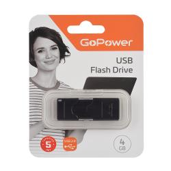 Флеш-накопитель 4GB USB2.0, пластик, черный матовый GOPOWER 00-00025961