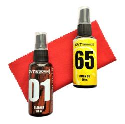 Комплект для ухода за накладкой грифа гитары: масло, очиститель, салфетка OVTSound OVTSound-oil.and.cl.50ml