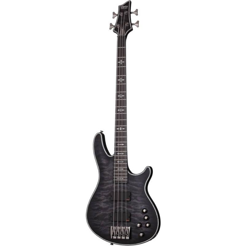  Бас-гитара, корпус махагони с кленовым верхом, цвет прозрачный черный SCHECTER HELLRAISER EXTREME-4 STBLS