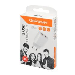 Сетевое зарядное устройство GP2U 2USB 2.4A 12W, белый GOPOWER 00-00018570