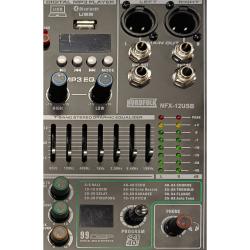 Микшерный пульт, 12 микр/ лин, 1 стер USB, DSP, MP3 плеер, Bluetooth NORDFOLK NFX-12USB