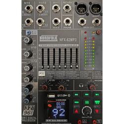 Микшерный пульт, 8 микр/ 2 стерео входа, DSP, MP3, Bluetooth NORDFOLK NFX-82MP3