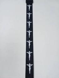 Ремень для гитары, черный, аппликация Христос MEZZO MZ-RG-5-1ApChristBk