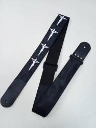 Ремень для гитары, черный, аппликация Христос MEZZO MZ-RG-5-1ApChristBk