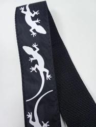Ремень для гитары, черный, аппликация Ящерица MEZZO MZ-RG-5-1ApLizardBk