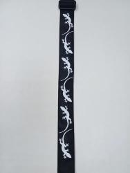 Ремень для гитары, черный, аппликация Ящерица MEZZO MZ-RG-5-1ApLizardBk