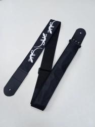 Ремень для гитары, черный, аппликация Ящерица MEZZO MZ-RG-5-1ApLizardBk