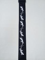 Ремень для гитары, черный, аппликация Ящерица MEZZO MZ-RGE-7-1ApLizardBk
