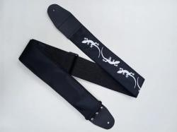 Ремень для гитары, черный, аппликация Ящерица MEZZO MZ-RGE-7-1ApLizardBk