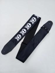 Ремень для гитары, черный, аппликация Веселый Роджер MEZZO MZ-RGE-7-1ApJRogerBk