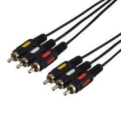 Кабель 3xRCA (m)-3xRCA (m) 5.0м ПВХ, черный, в пакете GOPOWER 00-00027486