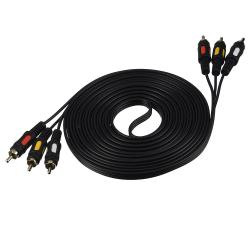 Кабель 3xRCA (m)-3xRCA (m) 5.0м ПВХ, черный, в пакете GOPOWER 00-00027486