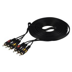 Кабель 3xRCA (m)-3xRCA (m) 5.0м ПВХ, черный, в пакете GOPOWER 00-00027486