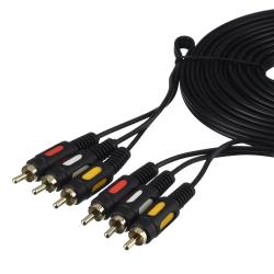 Кабель 3xRCA (m)-3xRCA (m) 5.0м ПВХ, черный, в пакете GOPOWER 00-00027486