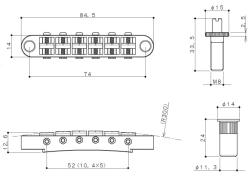 Бридж Gotoh латунные седла, никель GOTOH GE103BTN-BS