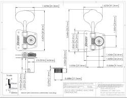 HB2 колки басовые прямые 4 в линию, никель HIPSHOT 20210N-4L