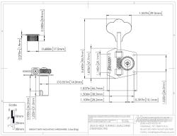 HB3 колки басовые прямые 4 в линию, никель HIPSHOT 20310N-4L