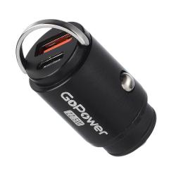 Автомобильное З/У GPQC12 1USB+1Type-C 22.5W Mini черный GOPOWER 00-00028409