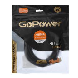 Кабель HDMI (m)-HDMI (m) 5.0м ПВХ ver.2.0 4K 60Hz, черный, в пакете GOPOWER 00-00027310