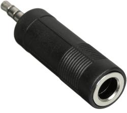 Переходник Jack 3.5мм(m)-Jack 6.3мм(f) черный GOPOWER 00-00032069