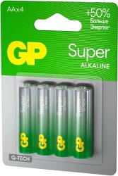 Super Alkaline G-TECH Элемент питания АА, алкалиновый, 4 шт GP GP15AA21-2CRSBC4
